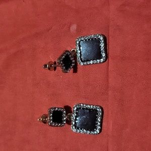 Black onyx drop earrings with earrings